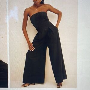 4SI3NNA Black Strapless Jumpsuit